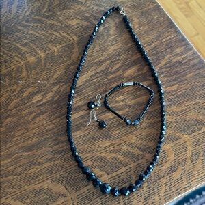 Elegant Black Beaded Jewelry Set